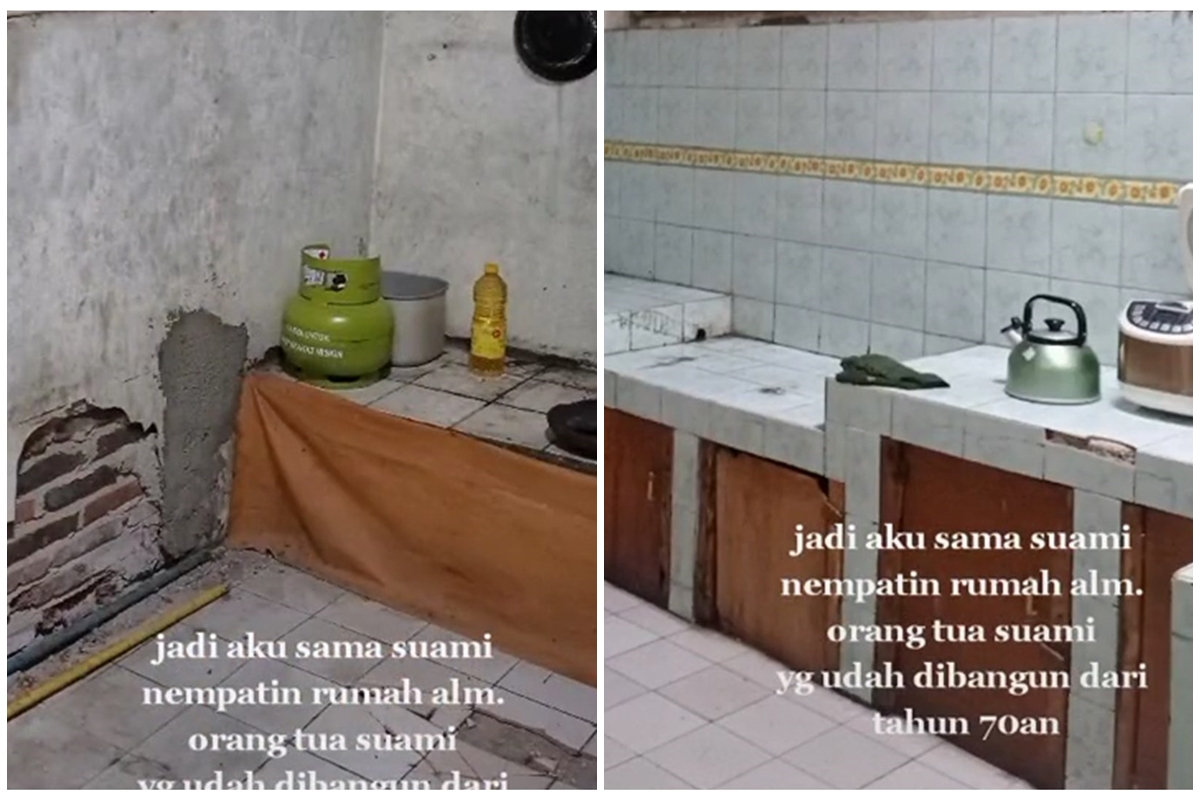 Dibangun era 70an dapur sederhana berdinding retak dimakeover jadi cantik minimalis, ini potretnya