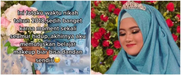 Bak langit dan bumi, wanita ini bandingkan hasil makeup nikahannya versi MUA vs dirinya sendiri