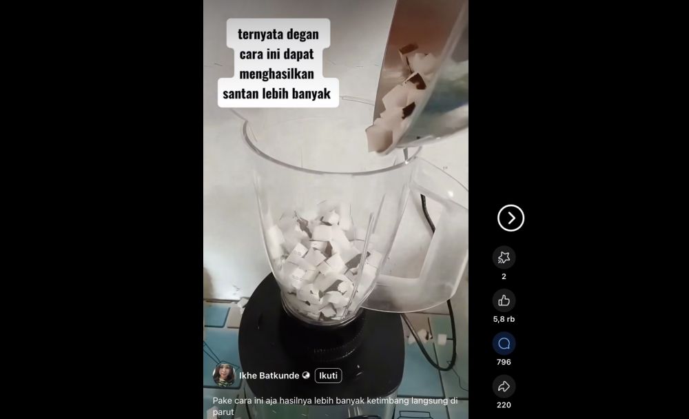 Cara praktis dan cepat memperbanyak santan tanpa tenaga ekstra memarut