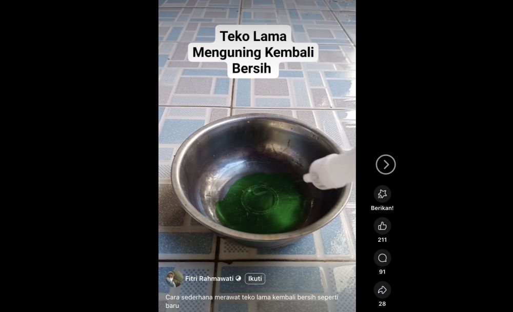 Cara bersihkan teko lama menguning bekas teh cuma pakai tambahan 1 bahan dapur
