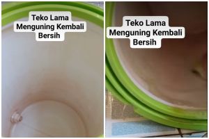 Cara bersihkan teko lama menguning bekas teh cuma pakai tambahan 1 bahan dapur