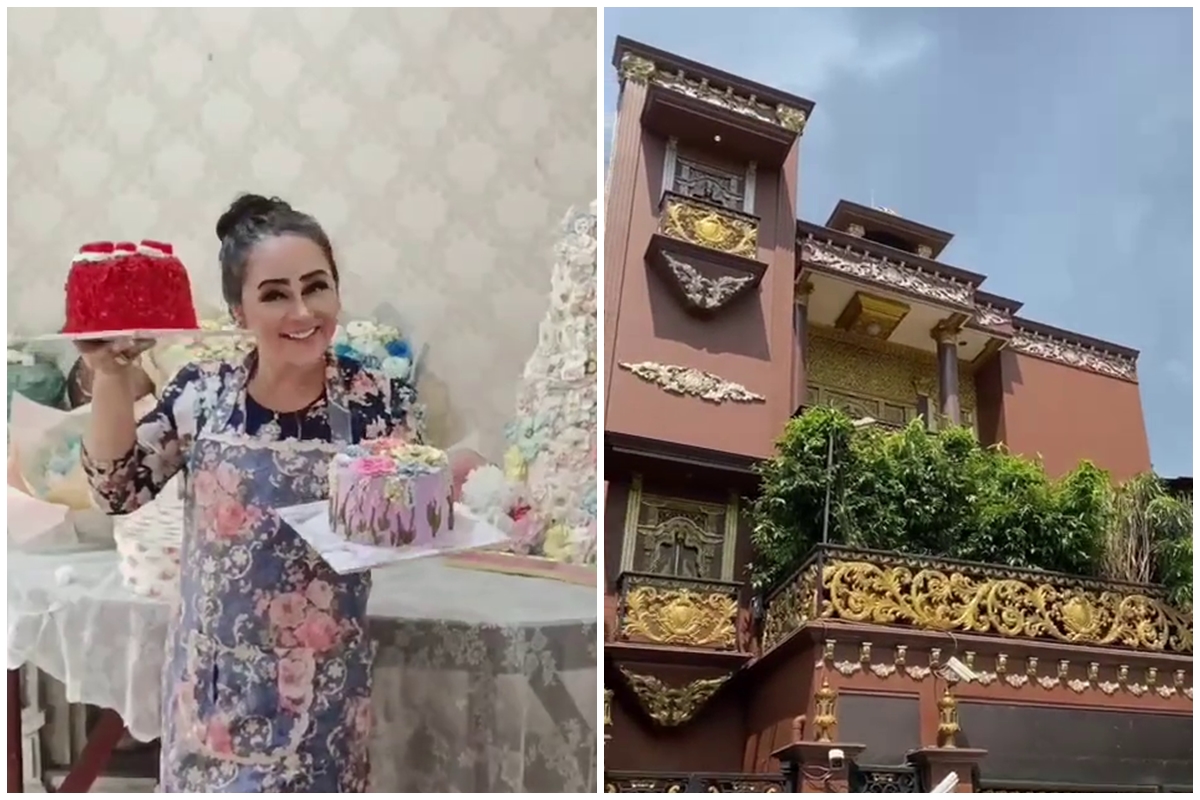 Viral rumah Mak Nonon juragan kayu mantan perias mayat yang bernuansa emas, menyala pol, 9 potretnya