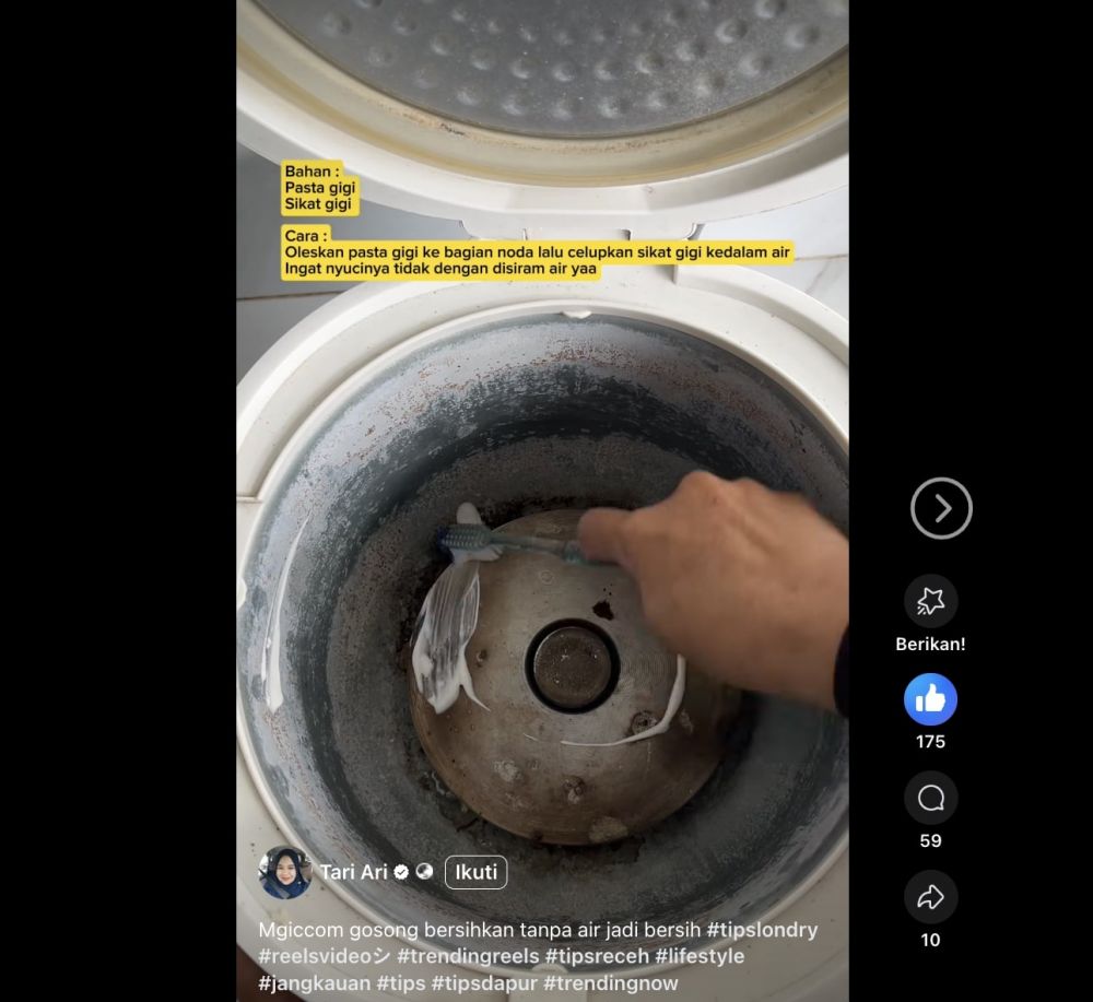 Jangan asal oles, begini cara benar bersihkan kerak gosong di dasar magic com pakai pasta gigi