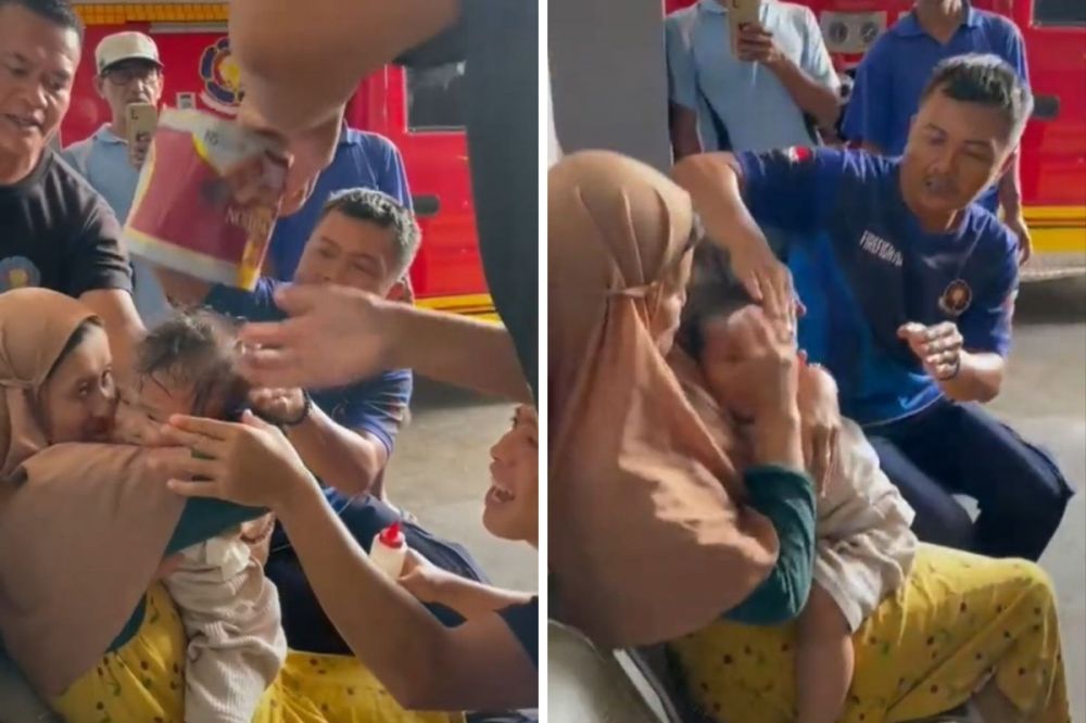 Viral kepala balita nyangkut di kaleng kue Lebaran, Damkar turun tangan, momen evakuasinya dramatis