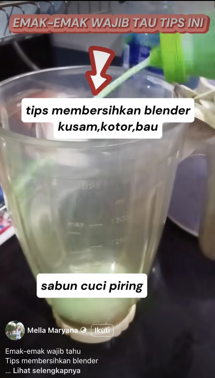 Cara bersihkan gelas blender kusam dan bau pakai bahan dapur, cuma butuh 5 menit