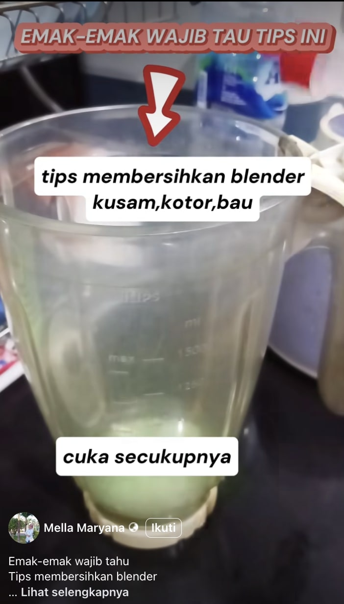 Cara bersihkan gelas blender kusam dan bau pakai bahan dapur, cuma butuh 5 menit