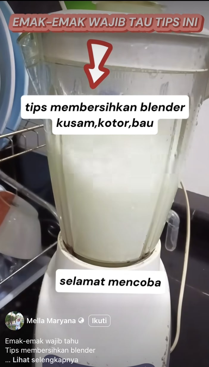 Cara bersihkan gelas blender kusam dan bau pakai bahan dapur, cuma butuh 5 menit