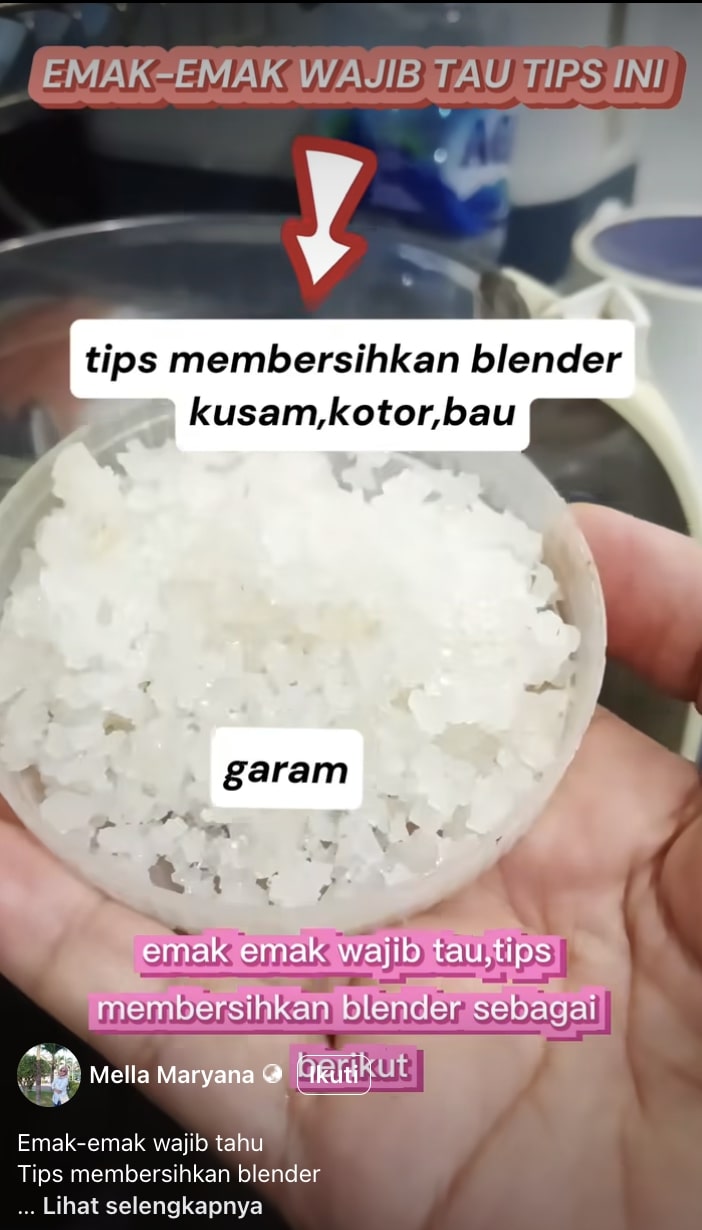 Cara bersihkan gelas blender kusam dan bau pakai bahan dapur, cuma butuh 5 menit