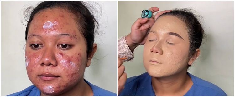 Transformasi makeup wanita berjerawat jadi pengantin Jawa ini hasilnya halus samarkan tekstur