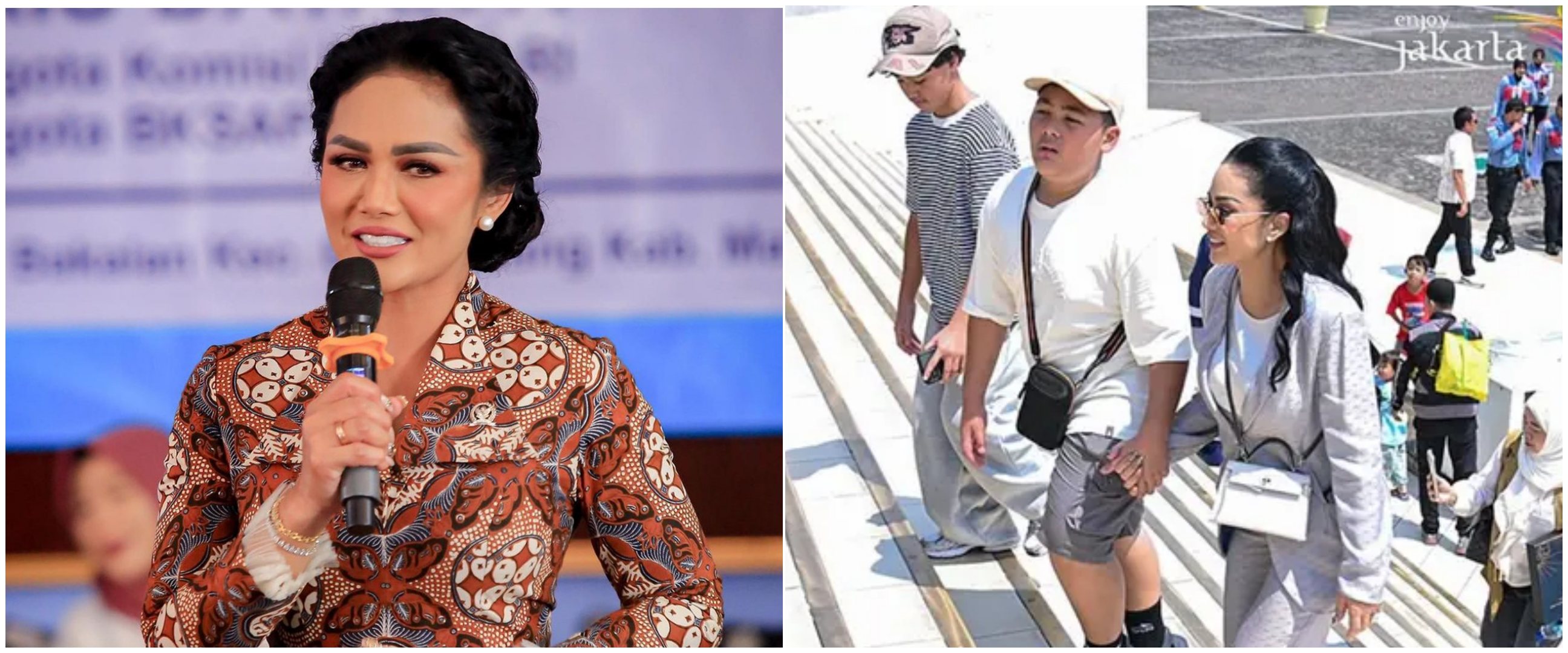 Ajak anak cucu liburan keliling Jakarta naik transportasi umum, gaya elegan Krisdayanti jadi sorotan