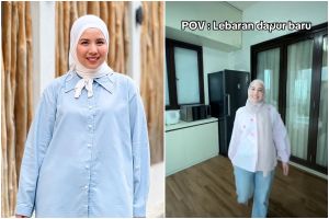 9 Potret dapur baru Tya Ariestya mewah pakai granit, kabinetnya canggih bisa buka-tutup otomatis