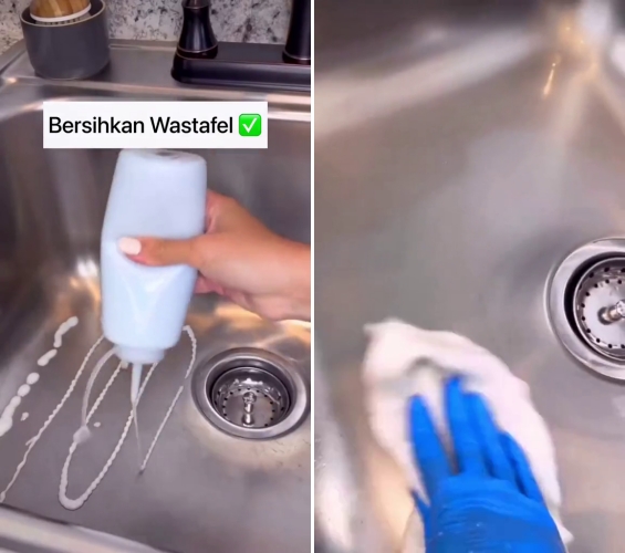 Cara bikin pembersih serbaguna untuk hempaskan noda pada stainless steel, cuma pakai 2 bahan dapur