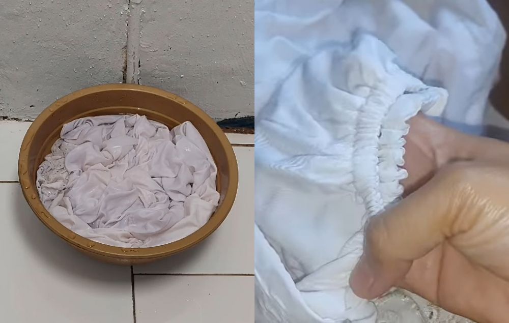 Cara menghilangkan bintik hitam akibat jamur di mukena putih, hasilnya baru dalam 30 menit