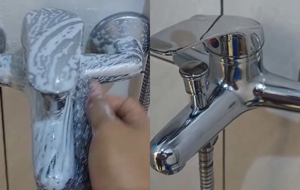 Bukan pakai sitrun, ini trik bersihkan keran kamar mandi jadi kinclong cuma tambah 1 bahan masak