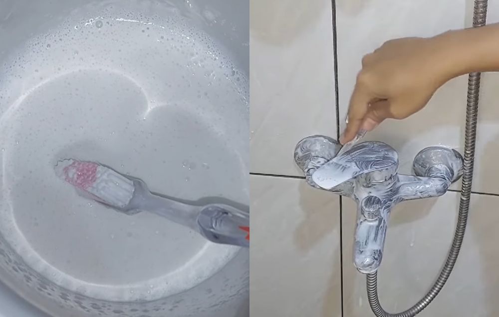 Bukan pakai sitrun, ini trik bersihkan keran kamar mandi jadi kinclong cuma tambah 1 bahan masak