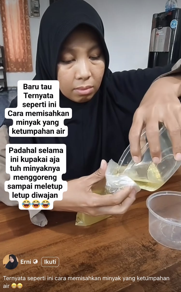 Minyak ketumpahan air jangan dibuang, begini cara memisahkannya tanpa repot