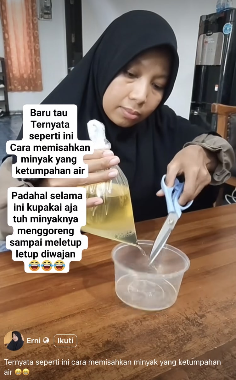Minyak ketumpahan air jangan dibuang, begini cara memisahkannya tanpa repot