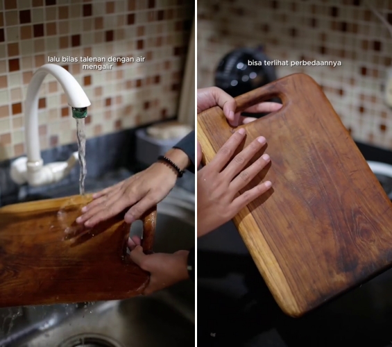 Tanpa sabun, begini trik cuci talenan kayu kotor agar kinclong dan tak bau cuma pakai 2 bahan dapur