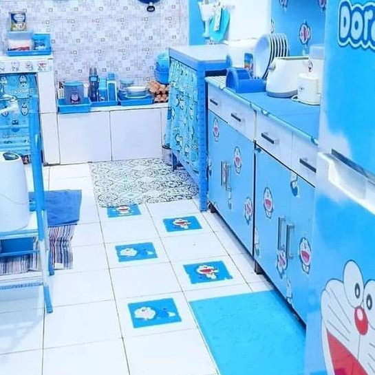 Makeover dapur tanpa kitchen set jadi serba biru ini bikin suasana makin beda, ini 9 potretnya