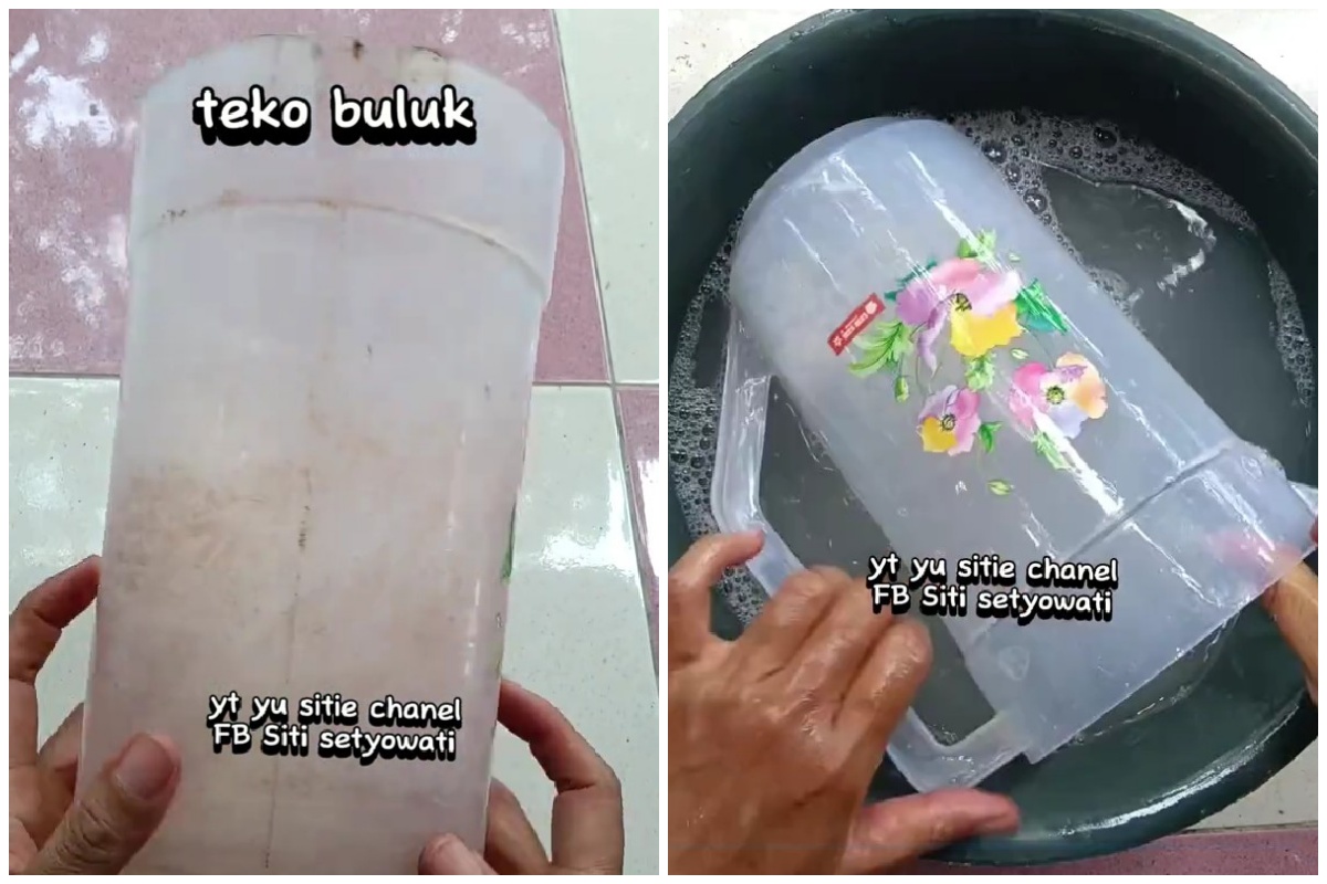 Dari buluk jadi kinclong seperti baru, ini trik bersihkan teko plastik pakai tambahan 1 bahan dapur