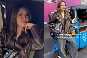 Gaya santai Raisa Andriana naik bajaj dengan tas LV seharga Rp75 jutaan