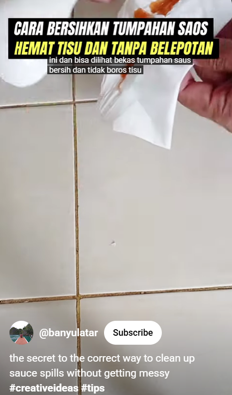 Trik bersihkan tumpahan saus di lantai tanpa dipel sabun, cuma butuh 1 alat dapur