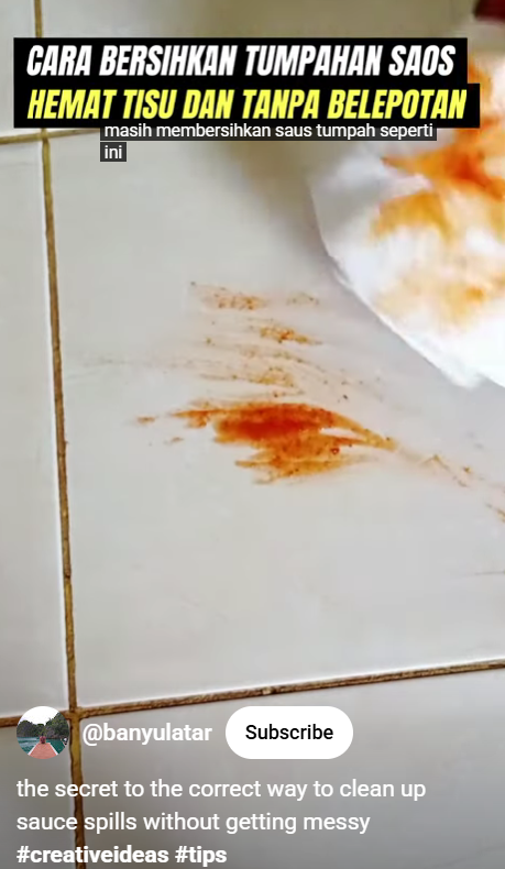 Trik bersihkan tumpahan saus di lantai tanpa dipel sabun, cuma butuh 1 alat dapur