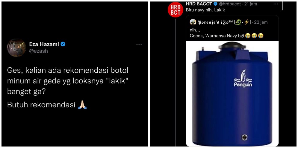 12 Jawaban lucu warga X saat diminta rekomendasi botol minum berdesain 'laki' banget, random abis