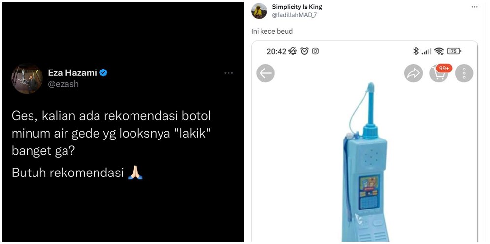 12 Jawaban lucu warga X saat diminta rekomendasi botol minum berdesain 'laki' banget, random abis