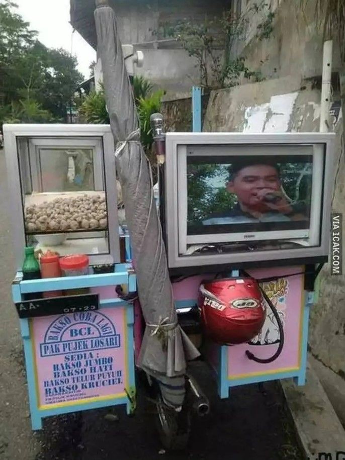 11 Potret lucu gerobak penjual pentol ini bentuk dan tulisannya bikin cengar-cengir seharian