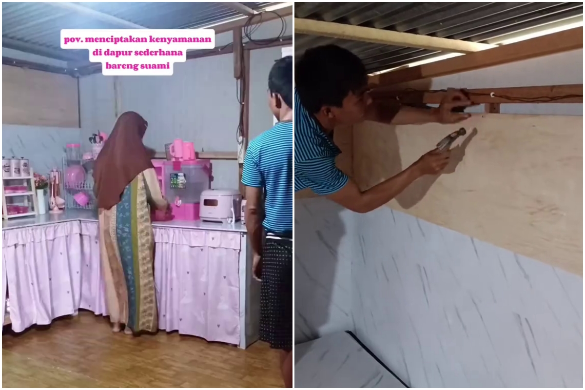 9 Potret makeover dapur triplek jadi serba pink ini bukti nyaman dan estetik tak harus mewah
