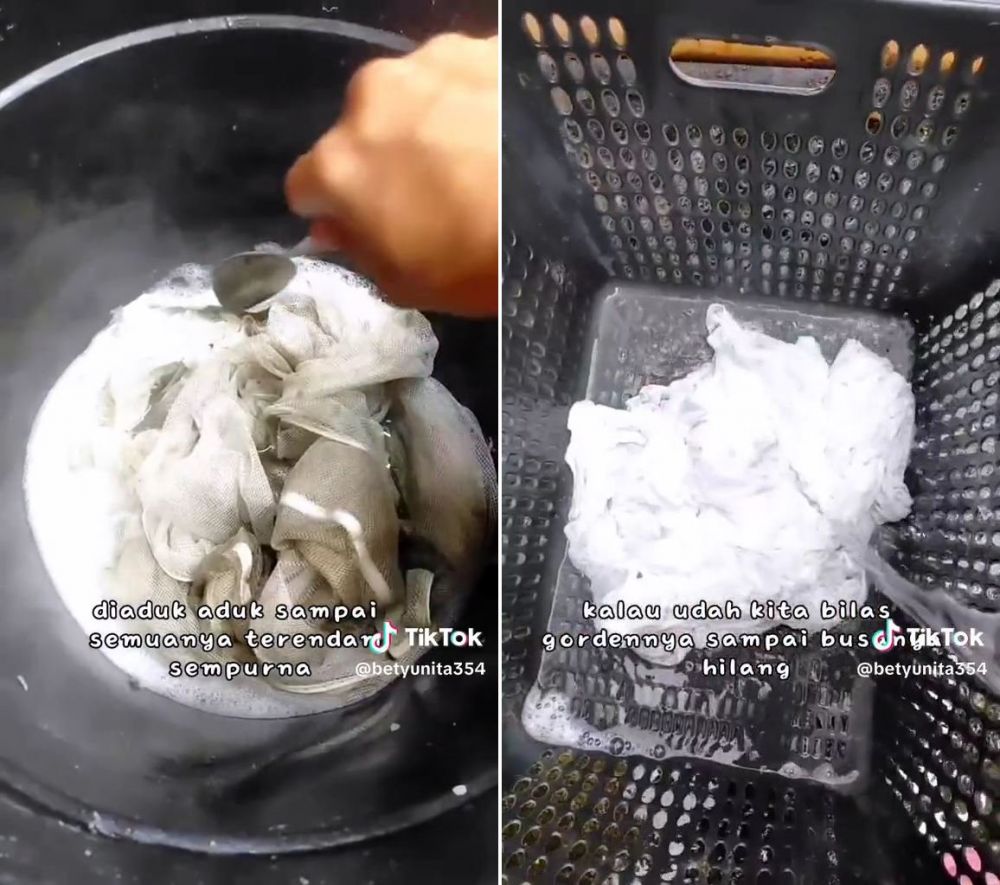 Cuma modal rendam, ini trik mencuci gorden buluk jadi kinclong lagi gunakan 2 bahan dapur