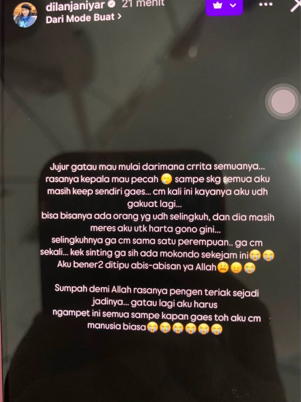 Viral curhatan TikToker Dilan Janiyar bongkar tabiat buruk sang suami, ternyata nggak cuma selingkuh
