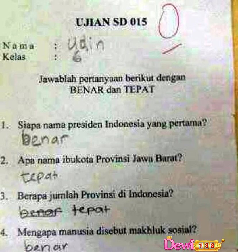 9 Jawaban kocak anak SD di lembar kerja siswa ini bikin guru dan orang tua nggak habis pikir