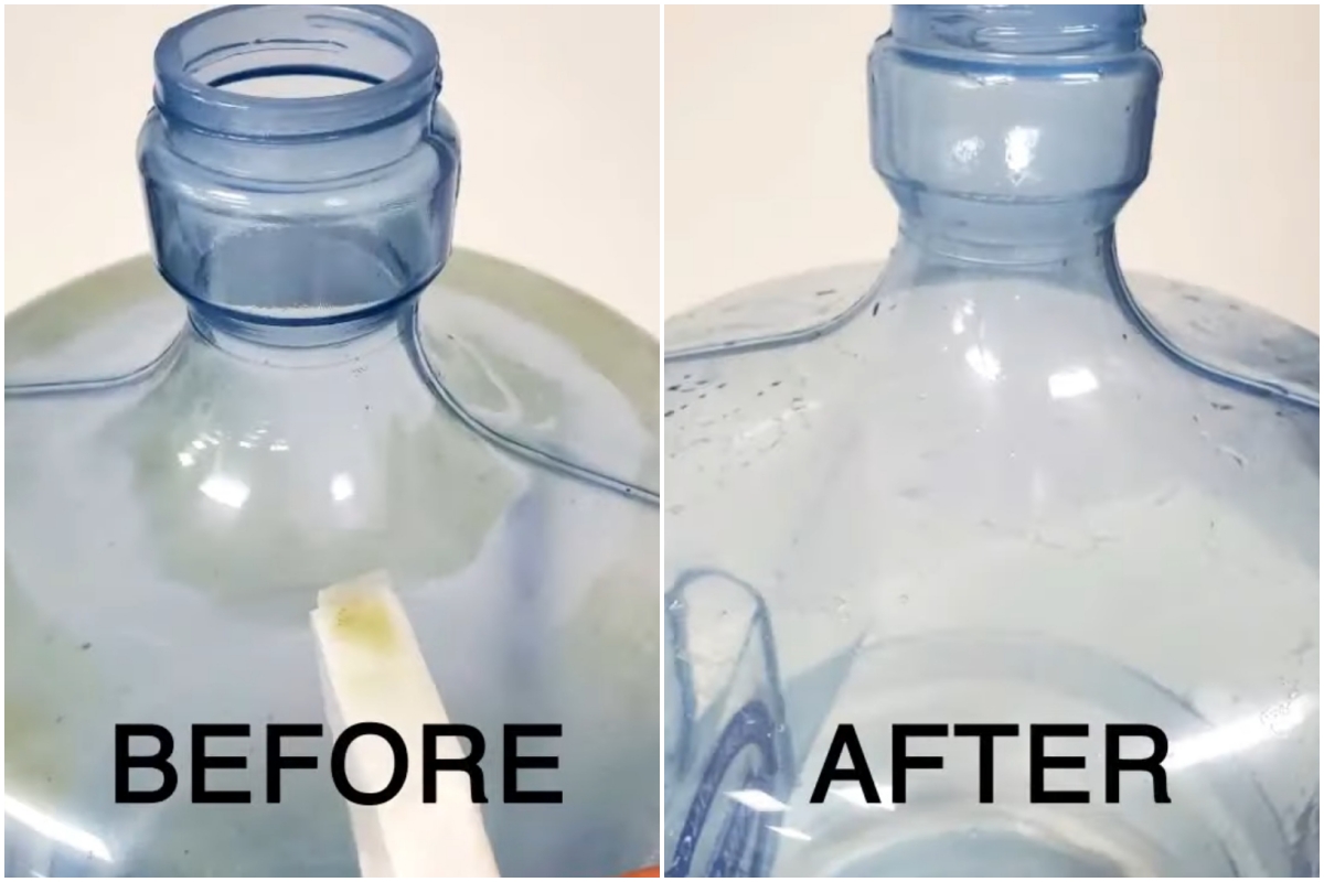 Sekarang tak perlu khawatir, ini trik cuci galon berlumut tanpa disikat modal cuma 1 bahan dapur