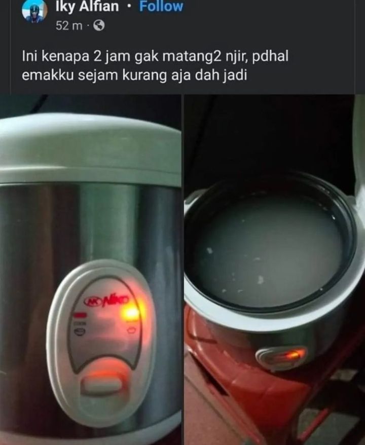 11 Potret kocak masak nasi di rice cooker ini penampakannya bisa bikin emak marah