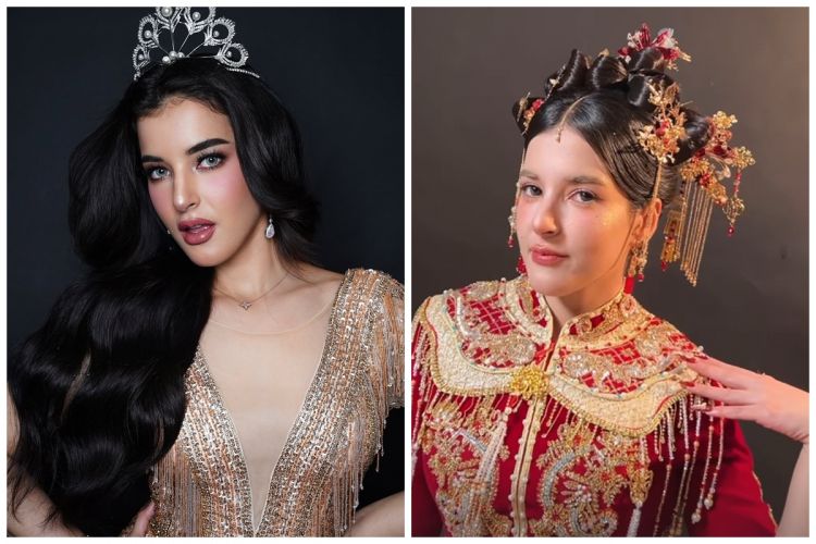 Wajahnya berparas Arab, 7 potret Tasya Farasya jajal makeup douyin pakai cheongsam ala Pengantin China