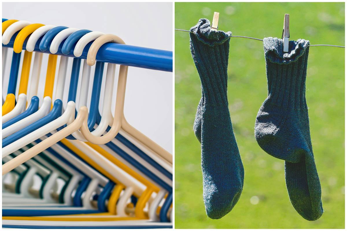 Kini tak perlu jepitan baju, trik mudah gantung kaus kaki banyak pakai satu tambahan barang bekas