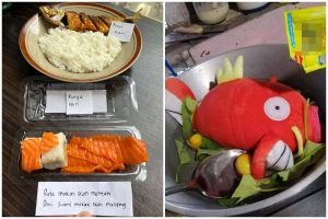 Dari yang sungguhan sampai mainan, 13 potret lucu makan pakai ikan ini bikin nyengir lebar