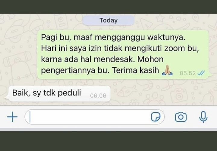 Ngetik nggak pakai mikir, 11 balasan chat lucu dari guru ini bikin senyum lebar