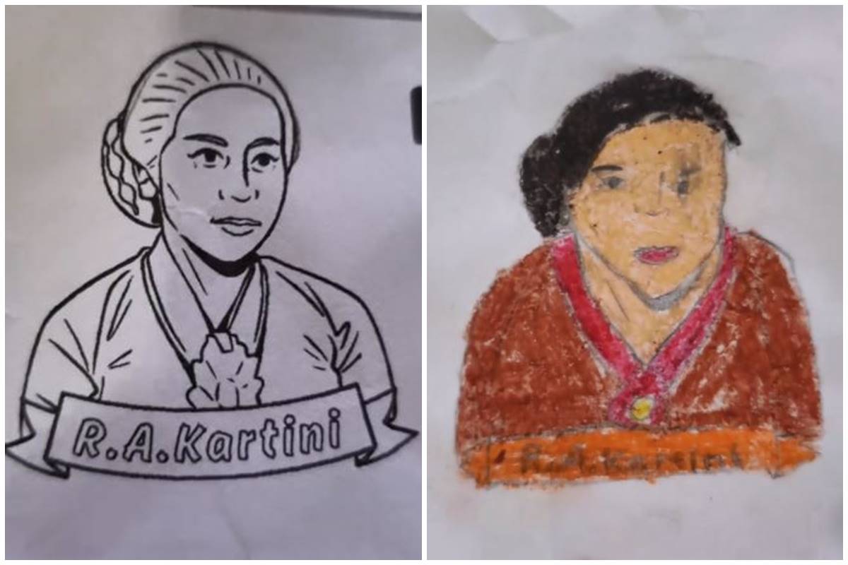 11 Potret hasil gambar siswa SD saat diminta gambar R.A Kartini ini hasilnya bikin guru ketawa puas