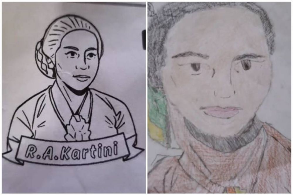 11 Potret hasil gambar siswa SD saat diminta gambar R.A Kartini ini hasilnya bikin guru ketawa puas