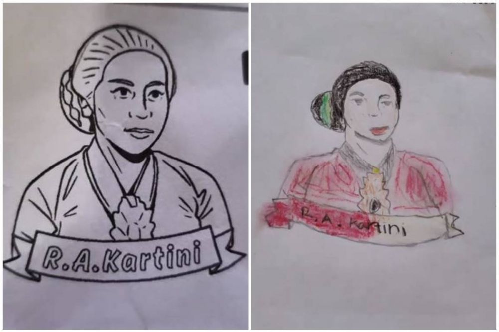 11 Potret hasil gambar siswa SD saat diminta gambar R.A Kartini ini hasilnya bikin guru ketawa puas