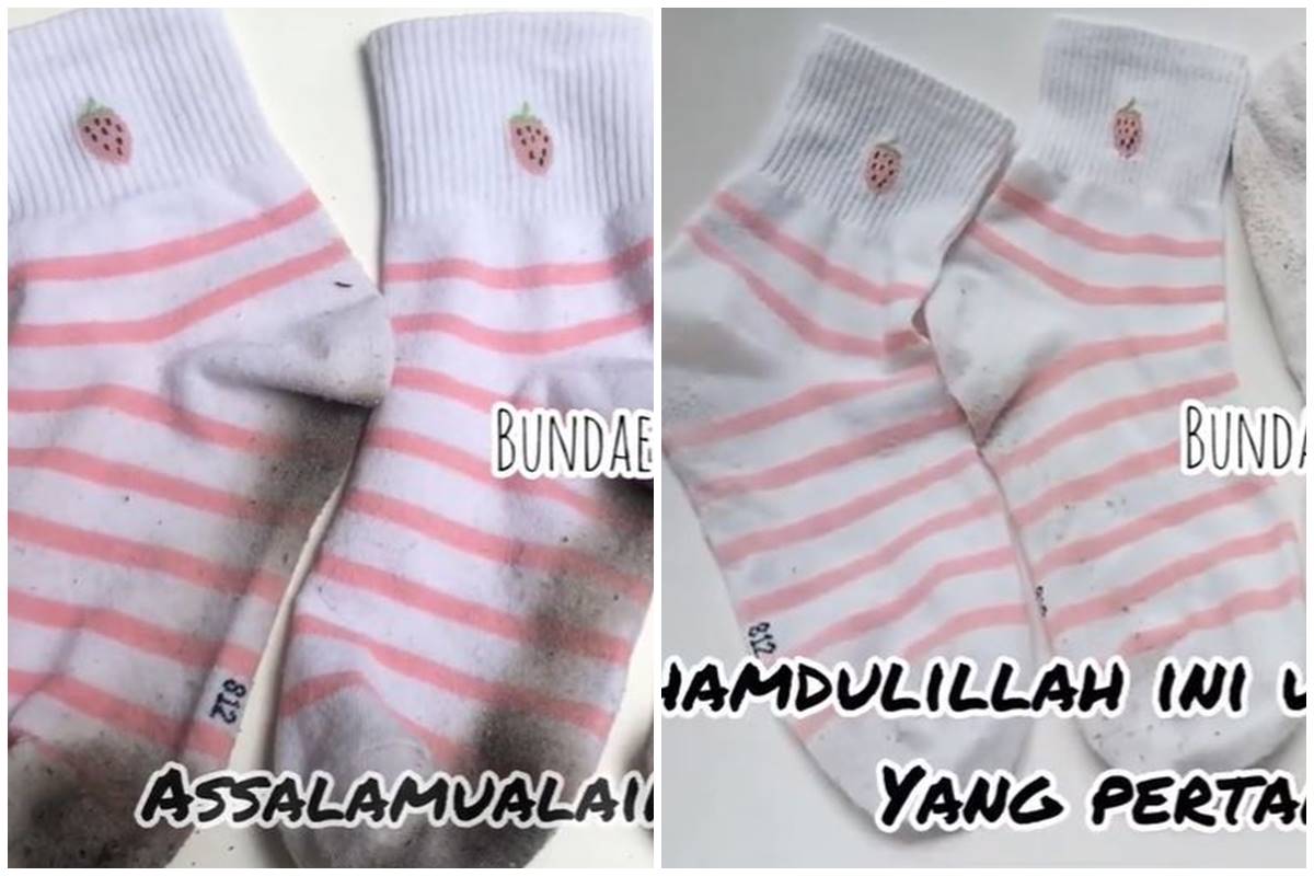 Cuma modal rendam, trik ibu-ibu bersihkan kaus kaki dekil pakai 3 bahan dapur ini ampuh bikin bersih