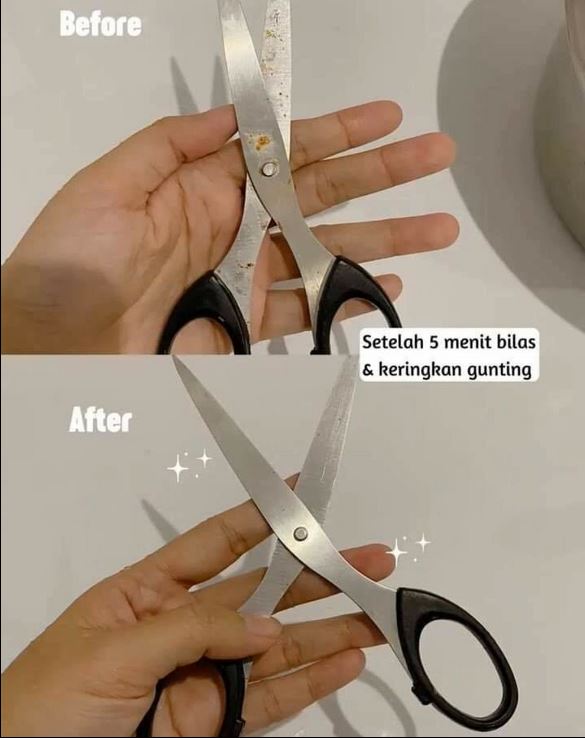Dua bahan dapur ini ampuh hilangkan karat dan bikin gunting tajam dalam 5 menit, begini caranya