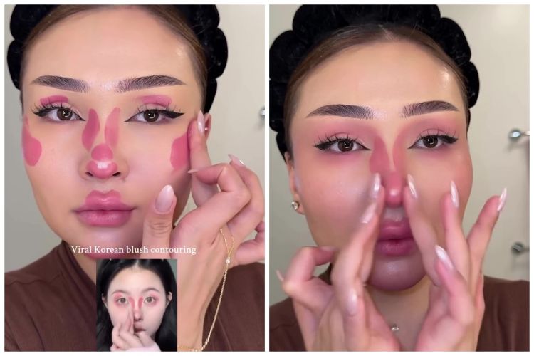 Awalnya tampak nge-blok, wanita ini jajal hacks contouring pakai blush on cream, hasilnya bikin takjub