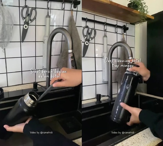 Trik bersihkan botol minum agar bebas dari bakteri dan jamur, sekarang pakai 1 bahan dapur