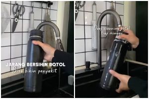 Trik bersihkan botol minum agar bebas dari bakteri dan jamur, sekarang pakai 1 bahan dapur