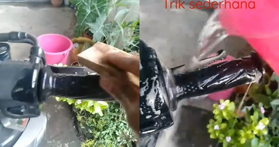 Kerak membandel di karet stang motor bisa hilang dengan cepat, triknya cuma pakai 1 bahan dapur