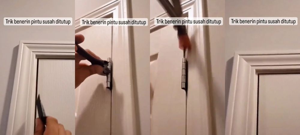 Bermodalkan 2 alat tukang, begini trik mudah memperbaiki pintu kayu yang susah ditutup